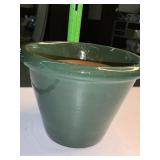 6 inch forest green glazed pottery planter