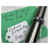 Three stone fashion, ring costume jewelry