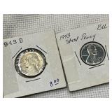 1943D nickel & 1943 steel penny
