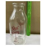 Ross dairy quart milk bottle
