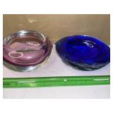 Two very thick glass bowls