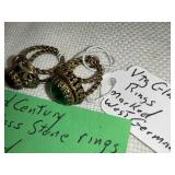 Vtg glass stone rings, Marked, West Germany