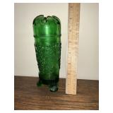 Green depression Glass hat pin holder