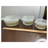 Three dish Pyrex casserole dish MCM