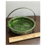 Green depression Glass divided dish