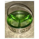 Uranium glass divided dish
