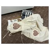 Tablecloth table runners and apron box lot
