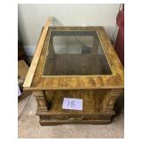 Glass top wooden end table