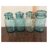 WIRE-TOP BLUE JARS