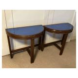 Blue glass mirror, end tables