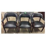 (3) NAVY LEATHER CHAIRS