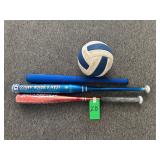 3 Baseball Bats & Volleyball