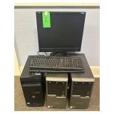 3 PC's, Keyboard & Monitor