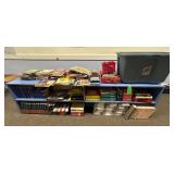 Blue Shelf, Tub & Assorted Books