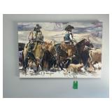 Large Cowboy Themed Canvass Painting