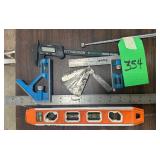 Assorted Squares, Calipers & Level