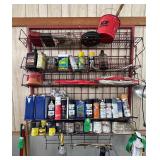 Grid Wall Rack w/Shelves & Contents