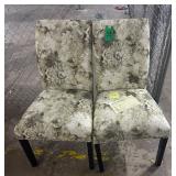 (2) GREEN FLORAL CHAIRS