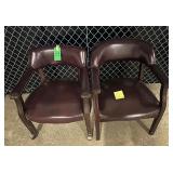 (2) MAROON LEATHER CHAIRS
