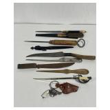 10 Vintage Letter Openers Knives Gun Keychain