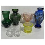 Silver Overlay and Colored Etched Glass