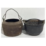 2 Cast Iron Smelting Pots Mini Cauldron