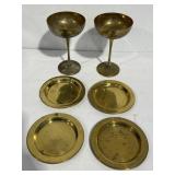 Silver Plate Goblets Set of 4 Brass Sauces 5"