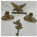 Brass Birds Eagle Loon Duck Candle Holder Hooks