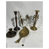 Brass Leaf & Candle Holders Wall Sconce