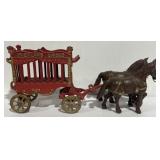 Rabbit Overland Circus Cast Iron Car Horses