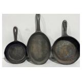 3 Cast Skillets Oval 9"x7ï¿½ Round 7ï¿½ & 8ï¿½