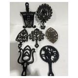7 Cast Iron Trivets Brooms Chicken Eagle Tree