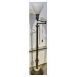 Antique Brass Marble Floor Lamp Swing Arm
