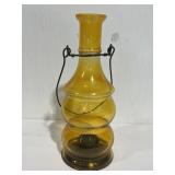 Vintage MCM Tangerine Glass Candle Holder 10"