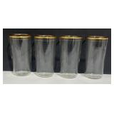 MCM Gold Rimmed Juice Glasses Tumblers 5" Tall