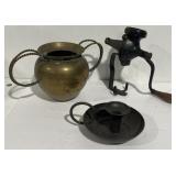 Vintage Cast Iron Coffee Grinder Brass Pot