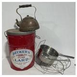 Lard Tin Advertisinf Copper Kettle Canning Rack
