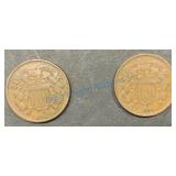 1867 and 1866 United States Two-Cent Coins