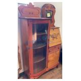 Wooden Secretary Desk with Curio Cabinet