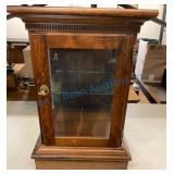 Wood Cabinet With Glass Shelf and Lock
