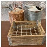 Vintage Metal Containers and Crate
