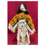 Northern Plains Doll With Beaded Leather Outfit