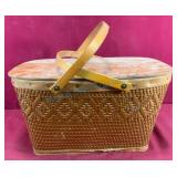 Mid-20th Century Woven Picnic Basket