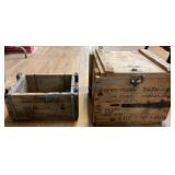 Two Vintage Wooden Ammunition Crates
