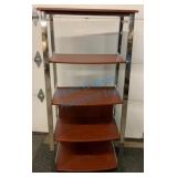 Cherry Wood and Chrome Five-Tier Shelf
