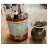 Amoco Fuel Can and Brass Pony Express Spittoon