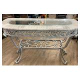 Glass Top Hall Table with Metal Base