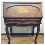 Wooden Drop-Front Writing Desk with Inlay