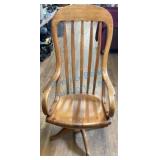 Wooden Swivel Armchair With Spindle Back
