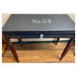 Wooden Table With Painted Top and Keyhole